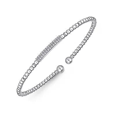 14K White Gold Bujukan Bead Bangle with Diamonds - 0.13 ct - Warwick Jewelers