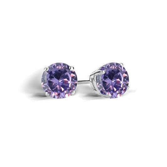 14K White Gold Created Alexandrite Studs - Warwick Jewelers