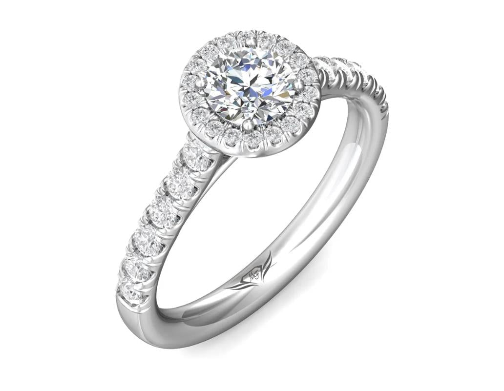 14k White Gold Diamond Halo Engagement Ring - Warwick Jewelers