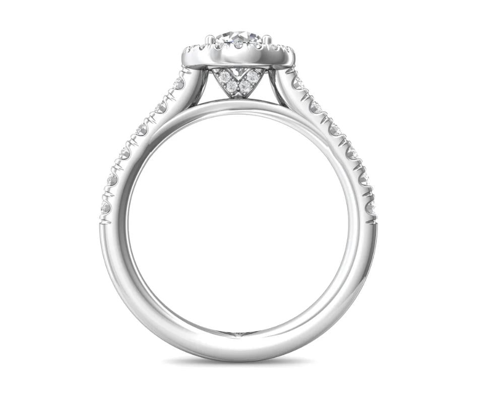 14k White Gold Diamond Halo Engagement Ring - Warwick Jewelers