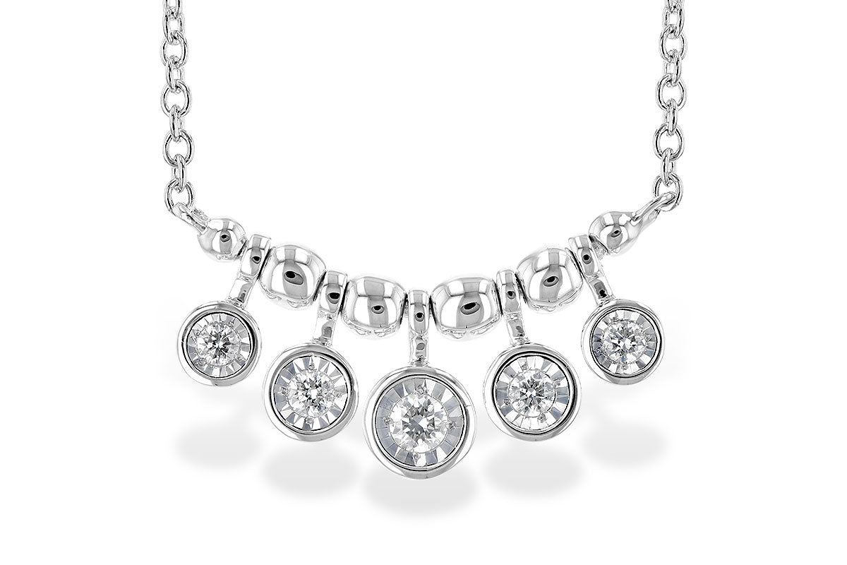 14k White Gold Diamond Station Necklace - Warwick Jewelers