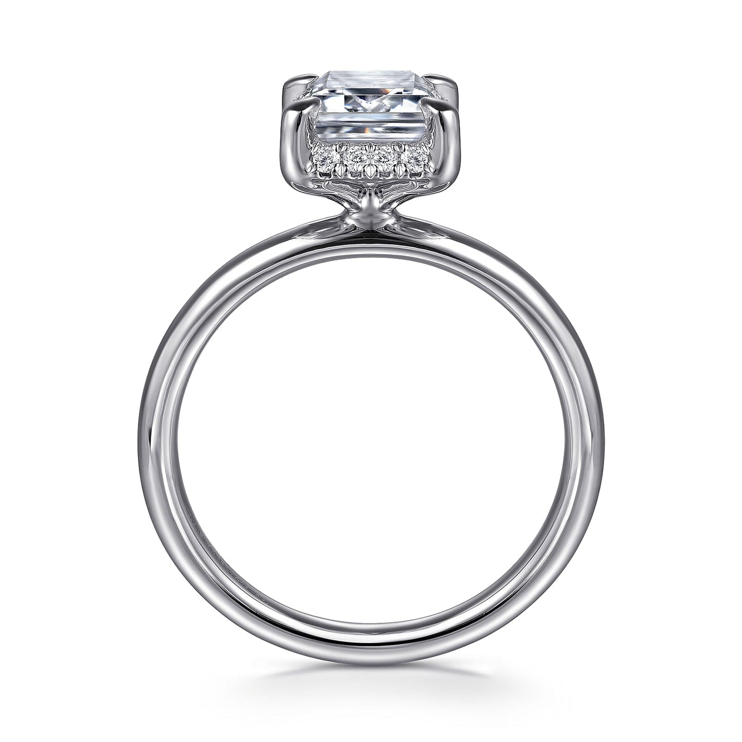 14K White Gold Emerald Cut Hidden Halo Engagement Ring - Warwick Jewelers