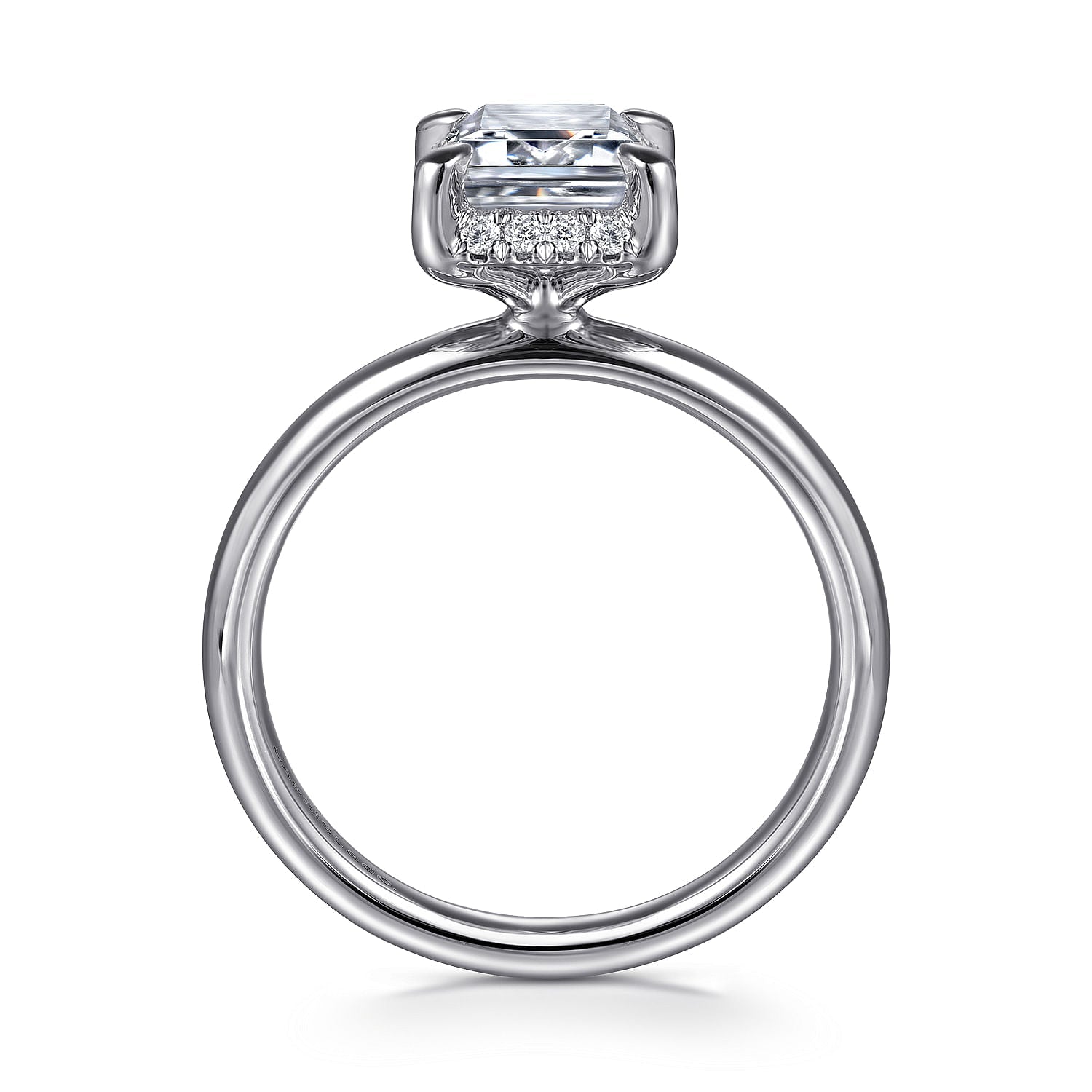 14K White Gold Emerald Cut Hidden Halo Engagement Ring - Warwick Jewelers