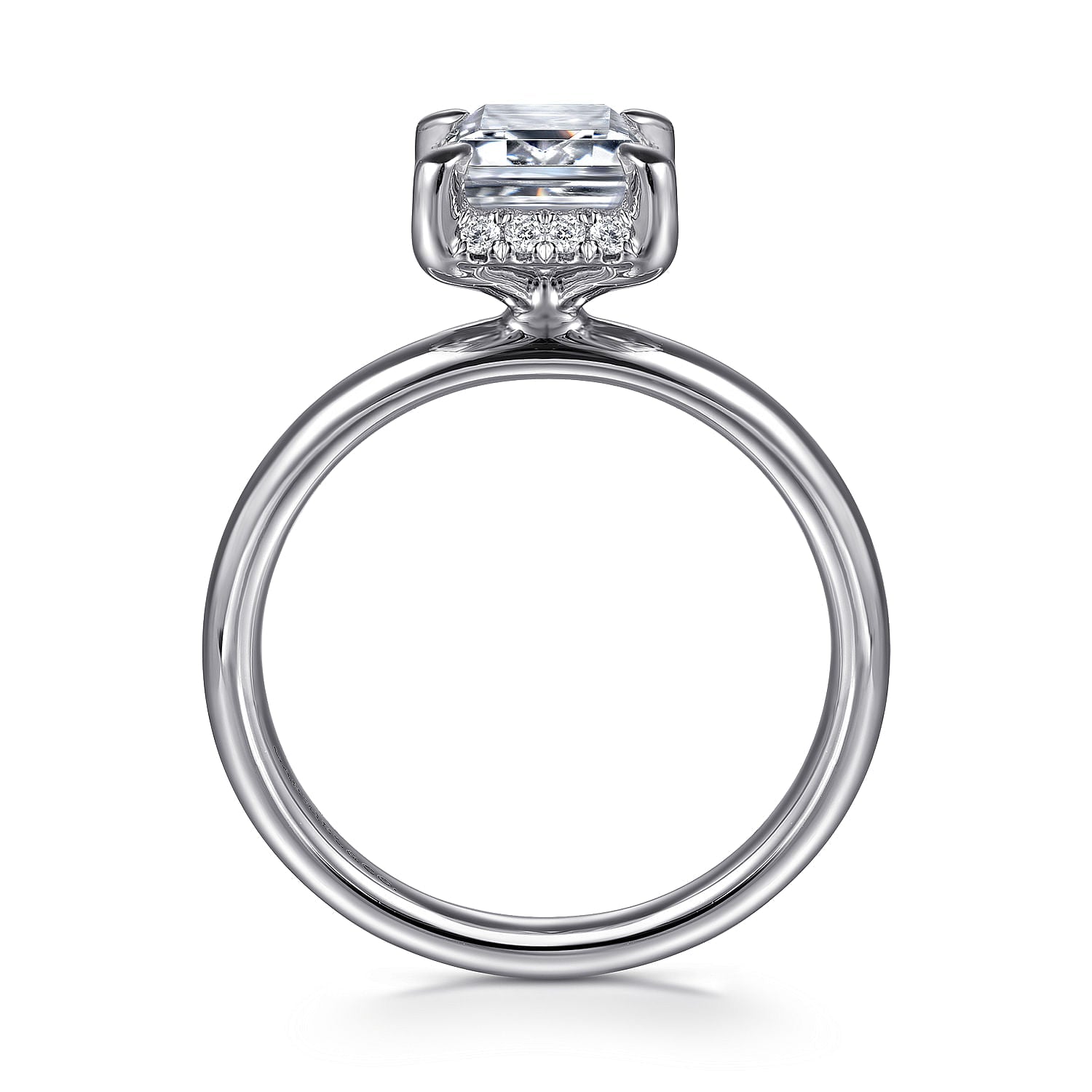 14K White Gold Emerald Cut Hidden Halo Engagement Ring - Warwick Jewelers
