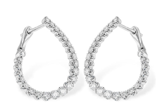 14K White Gold Forward Facing Diamond Hoops - Warwick Jewelers