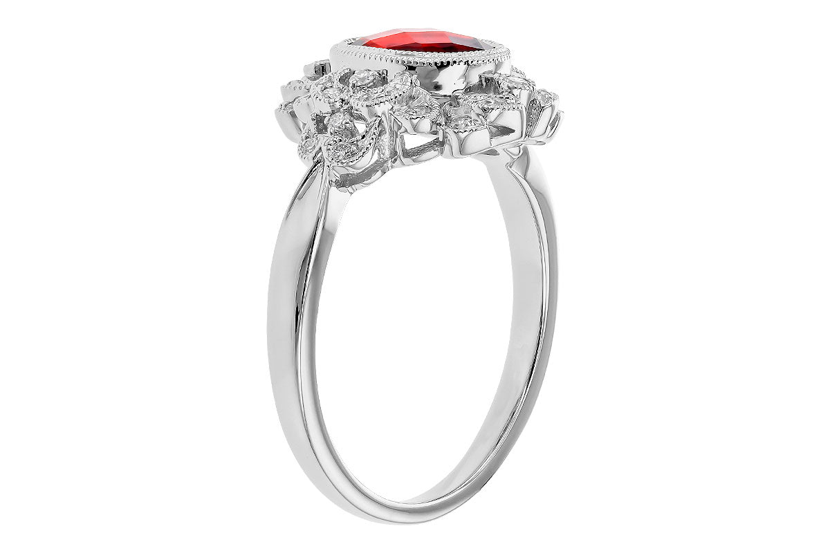 14K White Gold Garnet and Diamond Ring - Warwick Jewelers