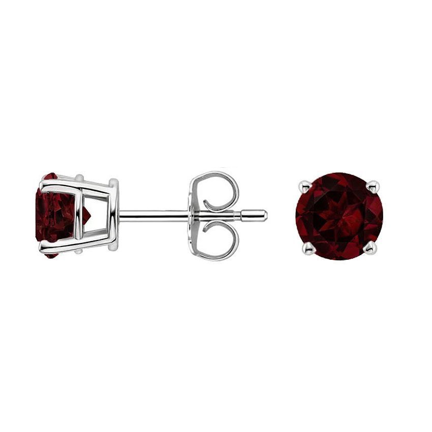 14k White Gold Garnet Stud Earrings - Warwick Jewelers