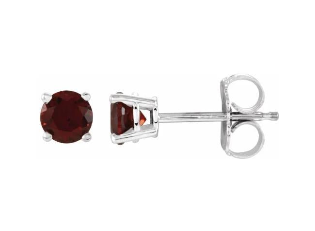 14K White Gold Garnet Studs - Warwick Jewelers