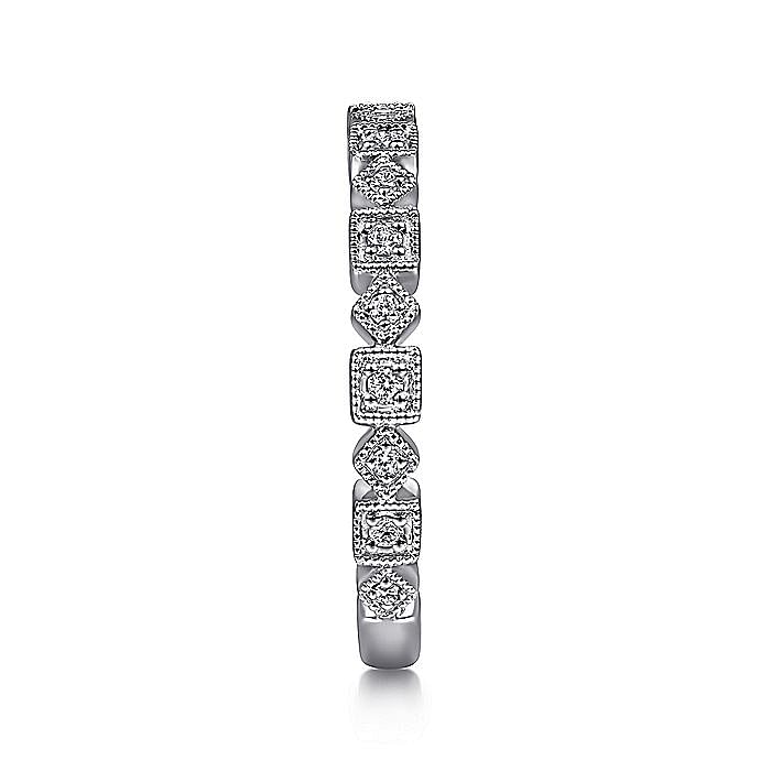 14K White Gold Geometric Diamond Stackable Ring - Warwick Jewelers