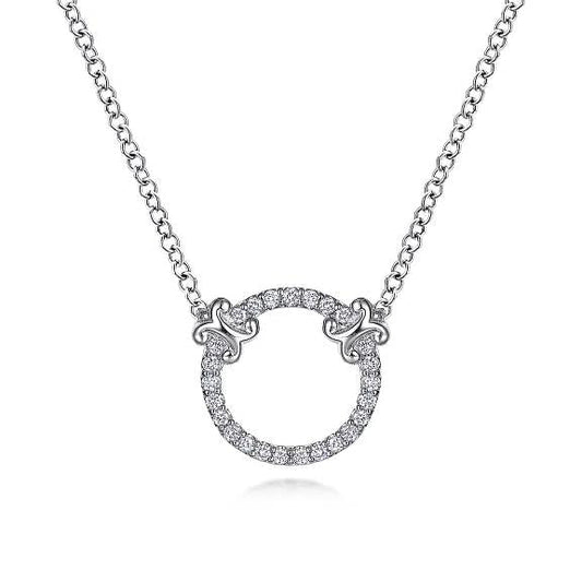 14K White Gold Open Diamond Circle Pendant Necklace - Warwick Jewelers