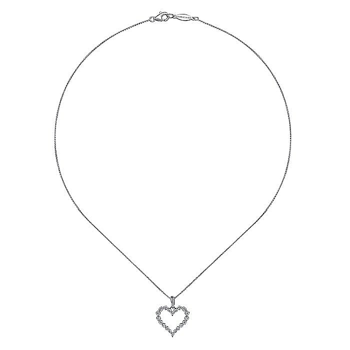 14K White Gold Open Heart Diamond Pendant Necklace - Warwick Jewelers