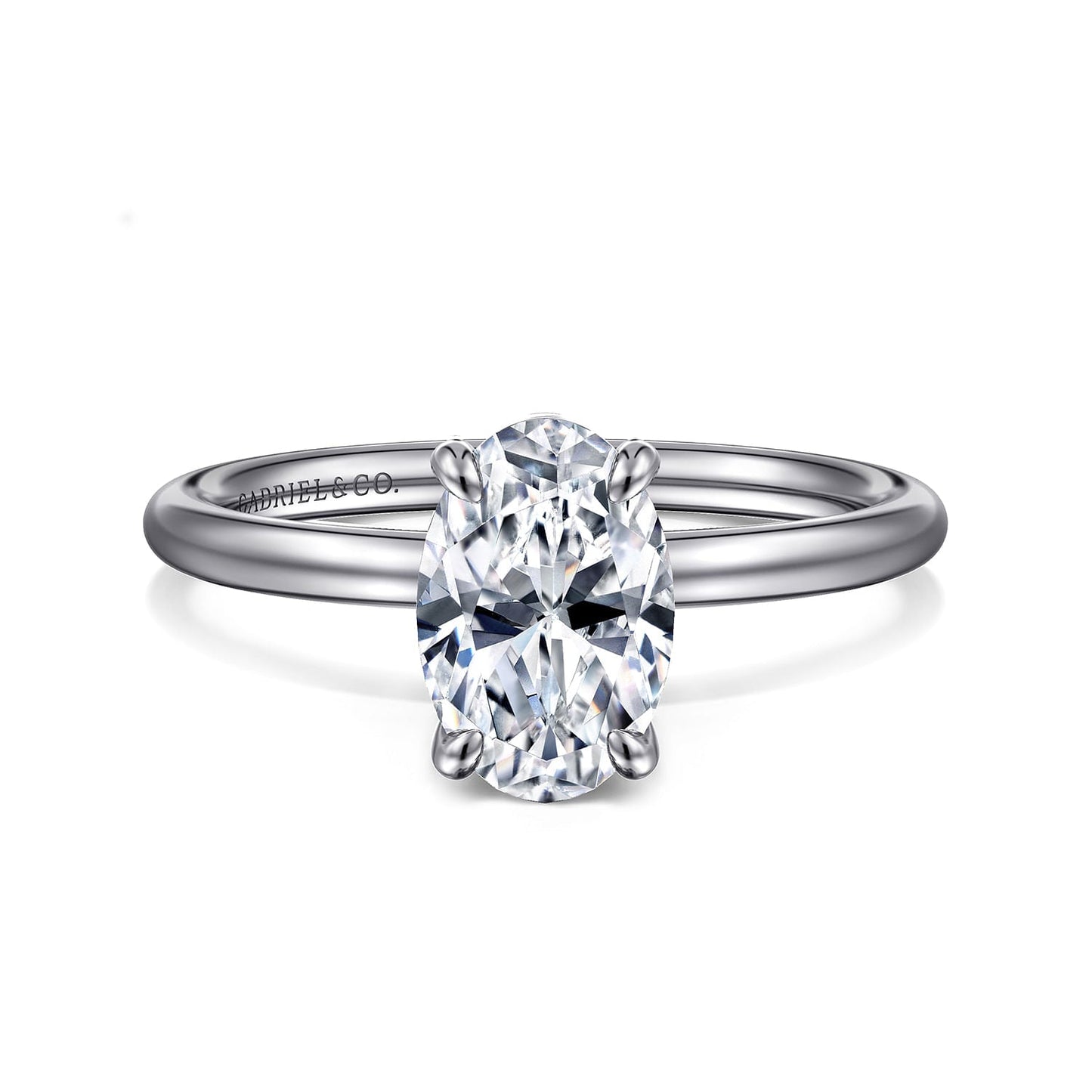 14k White Gold Oval Solitaire Engagement Ring - Warwick Jewelers