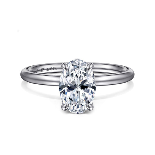 14k White Gold Oval Solitaire Engagement Ring - Warwick Jewelers