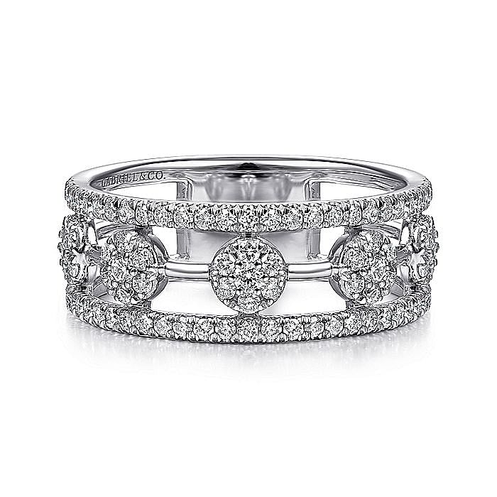 14K White Gold Round Diamond Station Ring - Warwick Jewelers