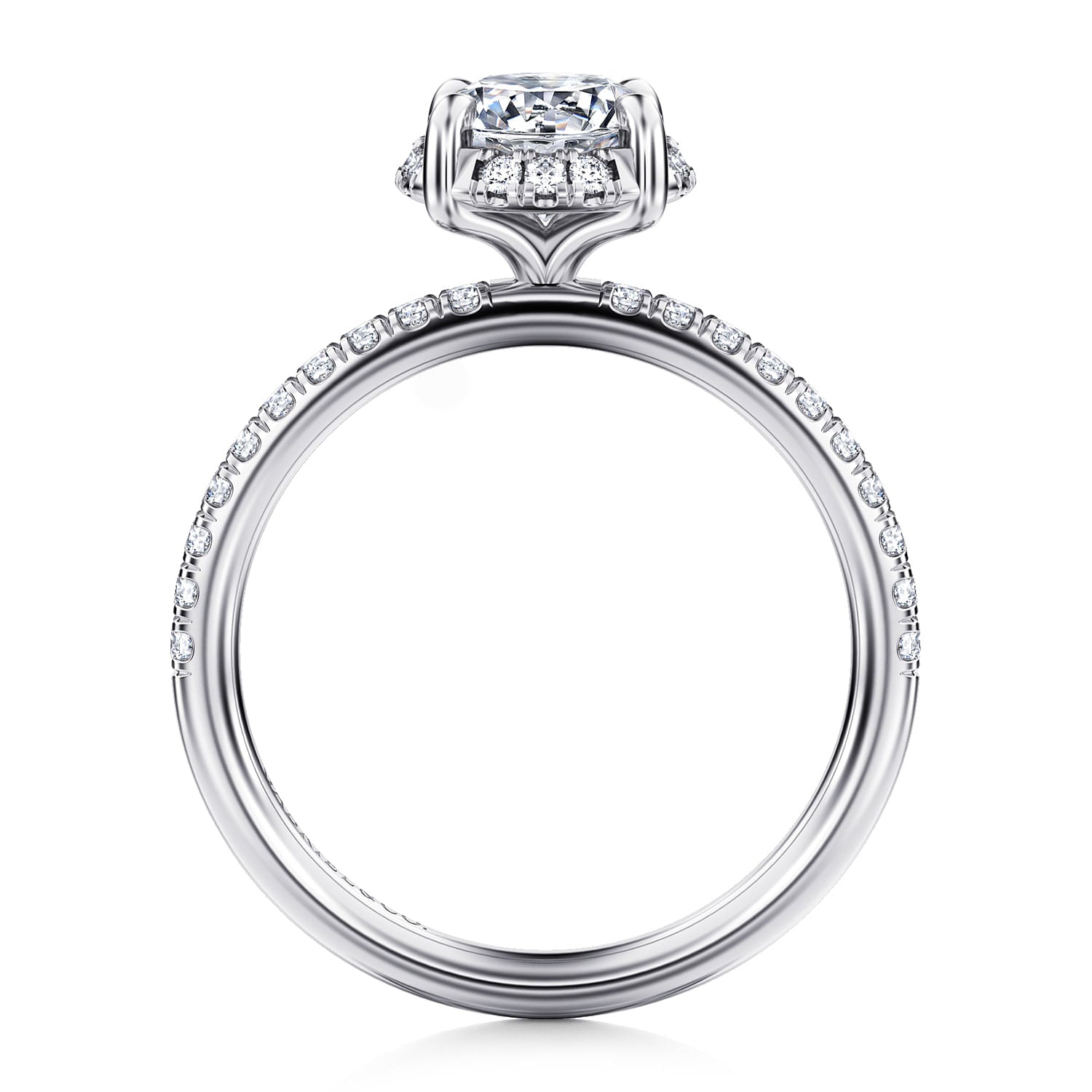 14K White Gold Round Hidden Halo Diamond Engagement Ring - Warwick Jewelers