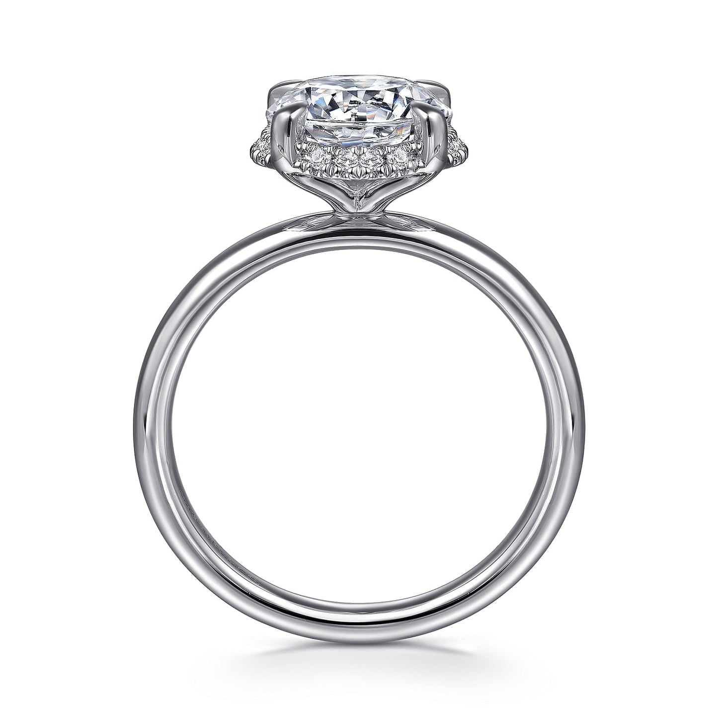 14K White Gold Round Hidden Halo Diamond Engagement Ring - Warwick Jewelers