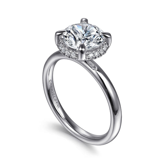 14K White Gold Round Hidden Halo Diamond Engagement Ring - Warwick Jewelers