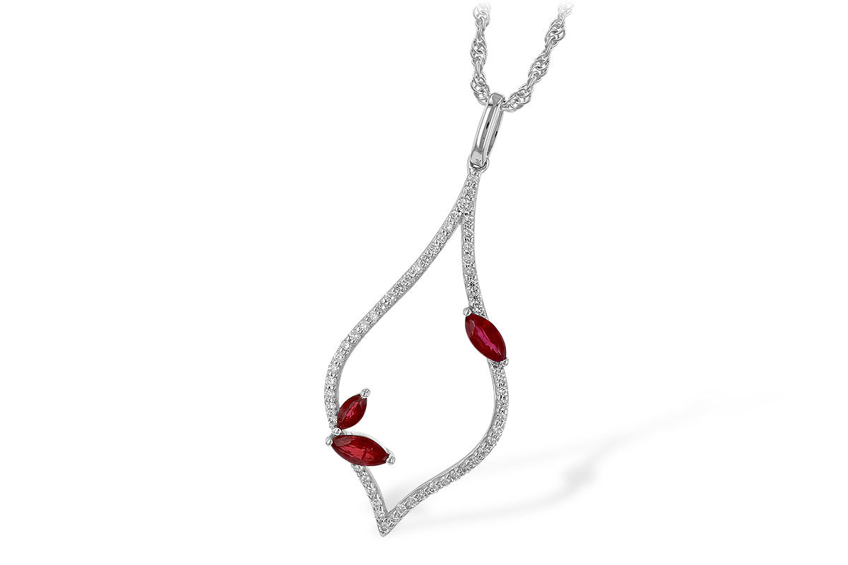 14k White Gold Ruby and Diamond Pendant - Warwick Jewelers