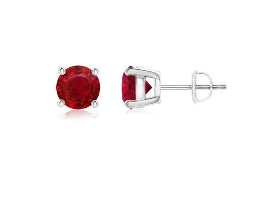 14k White Gold Ruby Studs - Warwick Jewelers