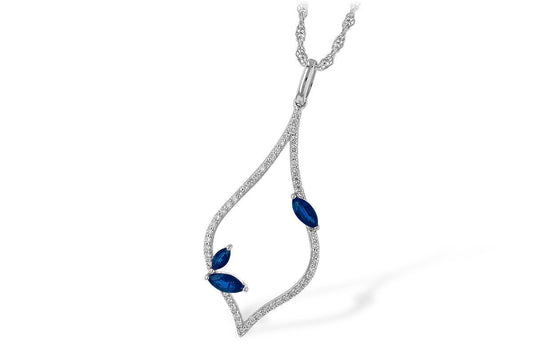 14K White Gold Sapphire and Diamond Pendant - Warwick Jewelers