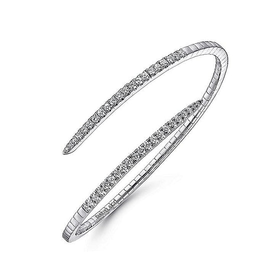 14K White Gold Split Bypass Diamond Bangle - Warwick Jewelers