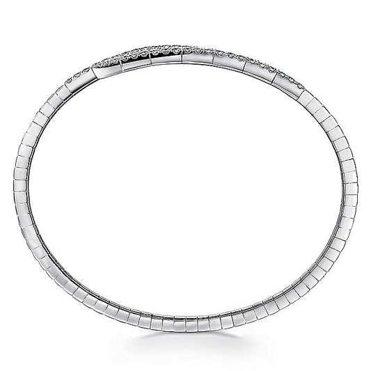 14K White Gold Split Bypass Diamond Bangle - Warwick Jewelers