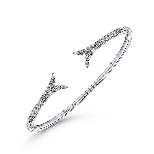 14K White Gold Split Diamond Bangle - Warwick Jewelers