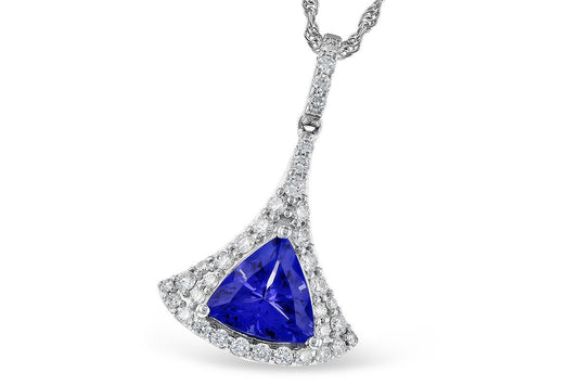 14k White Gold Tanzanite and Diamond Necklace - Warwick Jewelers