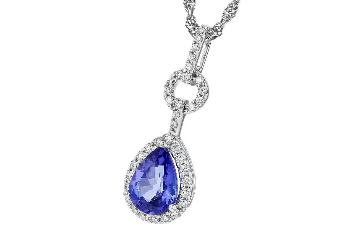 14k White Gold Tanzanite and Diamond Pendant - Warwick Jewelers