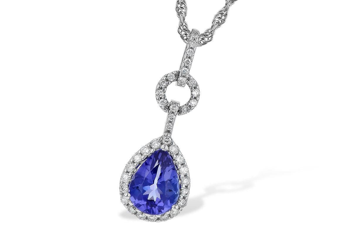 14k White Gold Tanzanite and Diamond Pendant - Warwick Jewelers