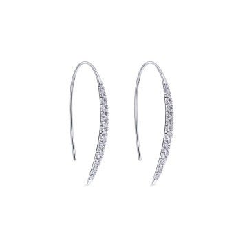 14K White Gold Tapered Diamond Fish Wire Drop Earrings - Warwick Jewelers