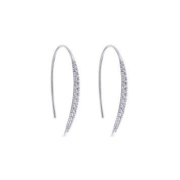 14K White Gold Tapered Diamond Fish Wire Drop Earrings - Warwick Jewelers
