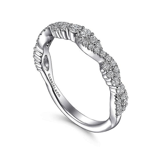 14K White Gold Twisted Diamond Stackable Ring - Warwick Jewelers