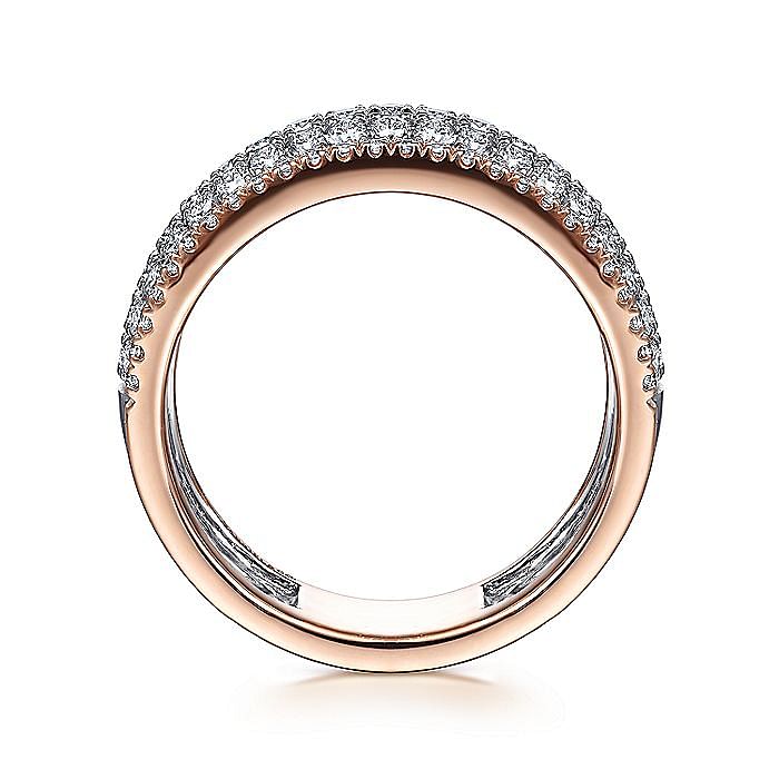14K White-Rose Gold Pave Diamond Wide Band Ring - Warwick Jewelers