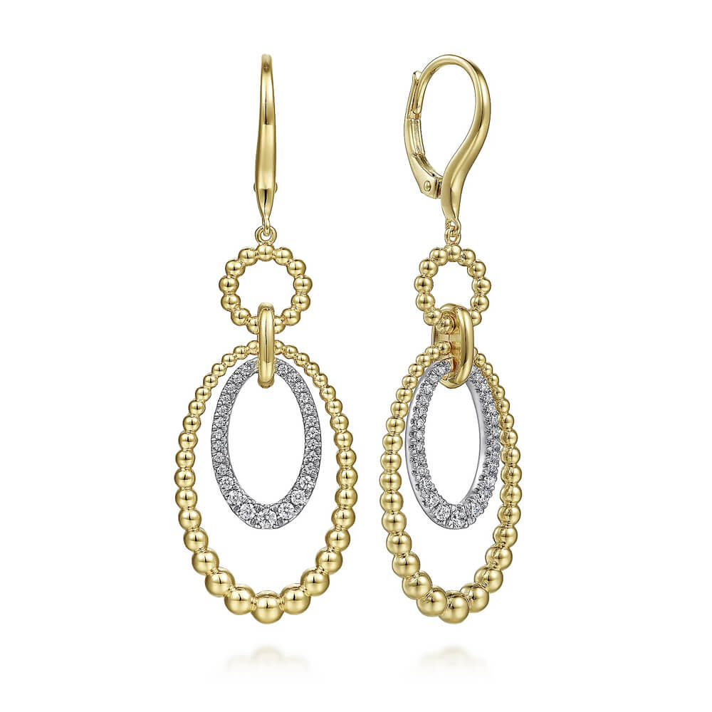 14K White Yellow Gold Bujukan Diamond Drop Earrings - Warwick Jewelers