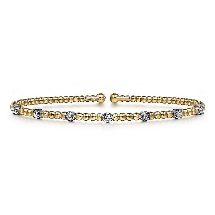 14K White-Yellow Gold Bujukan Diamond Stations Bangle - Warwick Jewelers