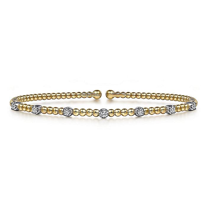 14K White-Yellow Gold Bujukan Diamond Stations Bangle - Warwick Jewelers