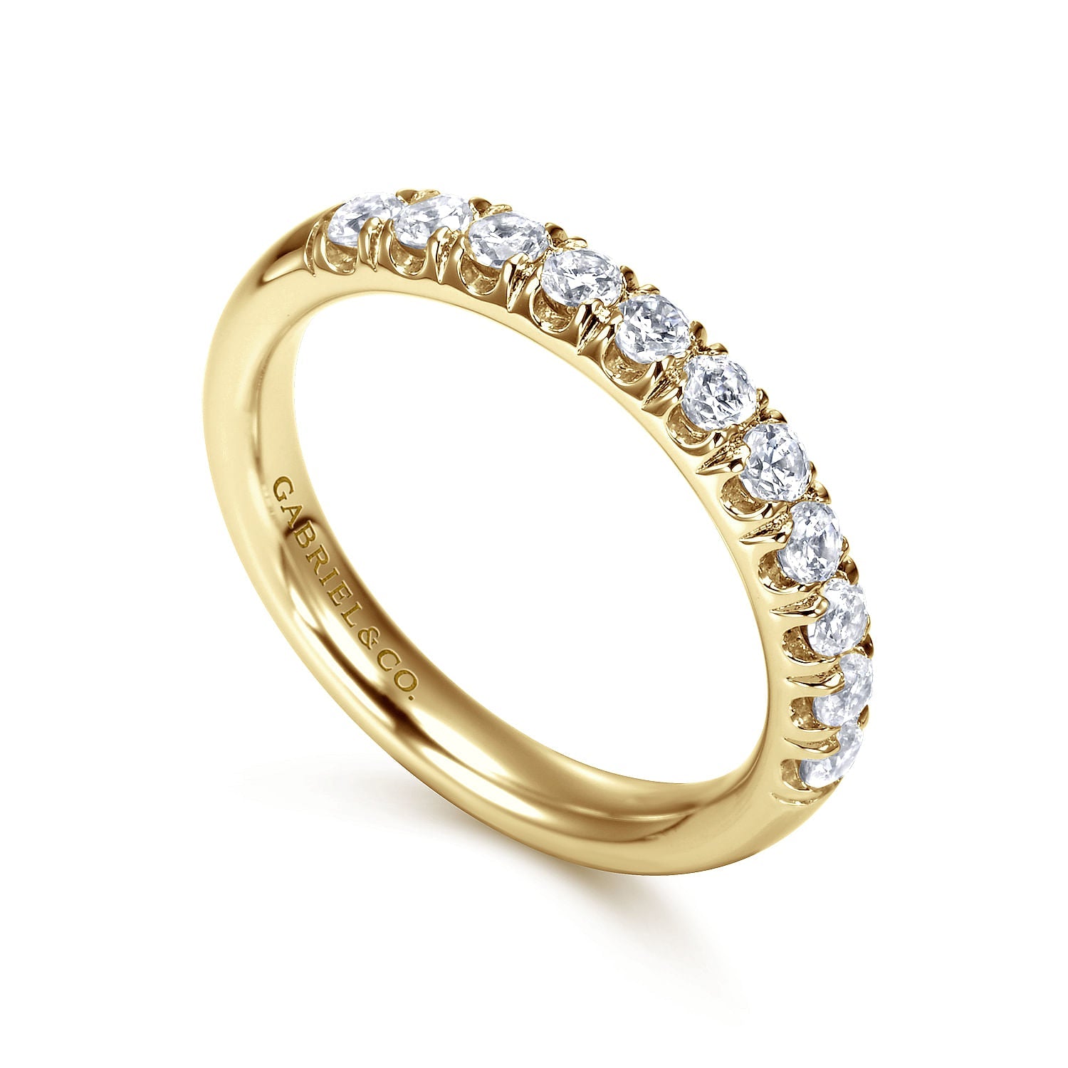 14K Yellow Gold 11 Stone French Pave Diamond Wedding Band - Warwick Jewelers
