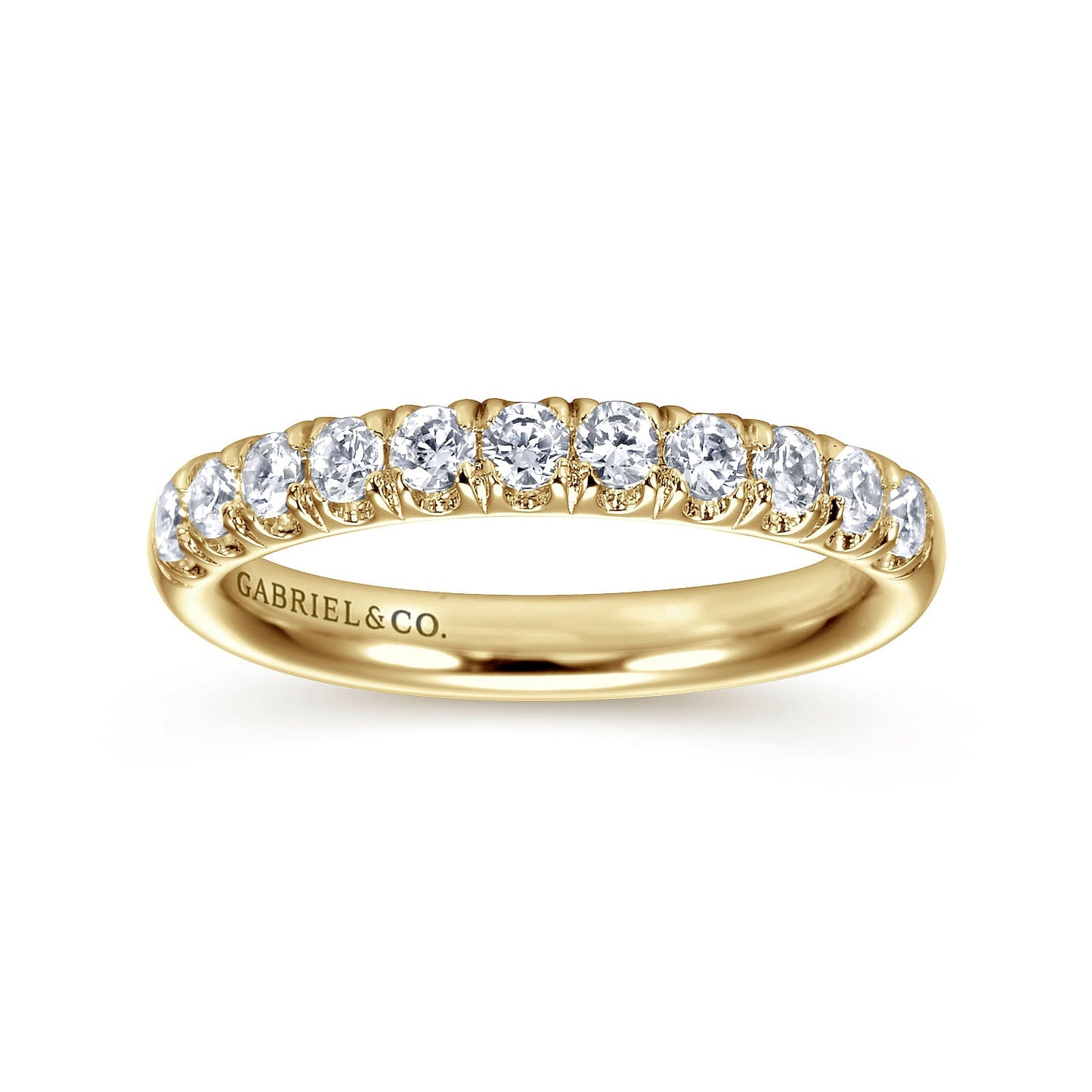 14K Yellow Gold 11 Stone French Pave Diamond Wedding Band - Warwick Jewelers