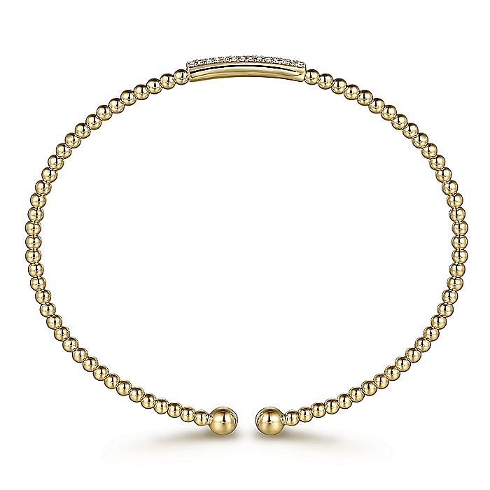 14K Yellow Gold Bujukan Bead Cuff Diamond Bracelet - Warwick Jewelers