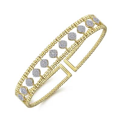 14K Yellow Gold Bujukan Diamond Cuff Bangle - Warwick Jewelers