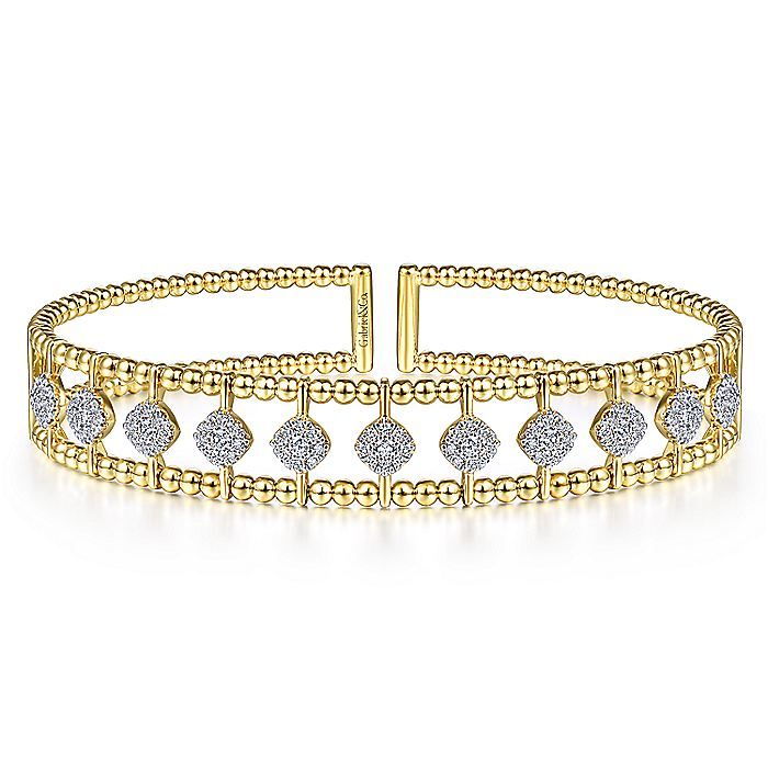 14K Yellow Gold Bujukan Diamond Cuff Bangle - Warwick Jewelers