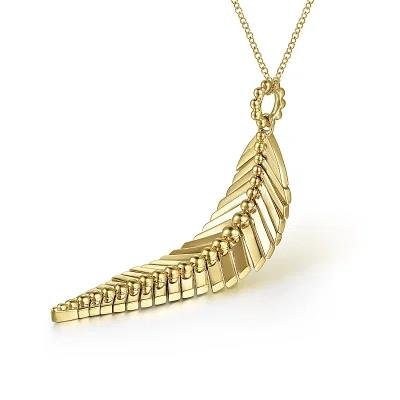 14K Yellow Gold Bujukan Leaf Pendant Necklace - Warwick Jewelers