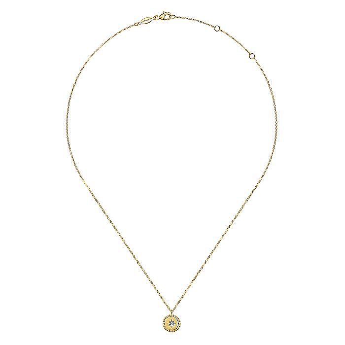 14K Yellow Gold Bujukan Medallion Necklace with Starburst Diamond Center - Warwick Jewelers
