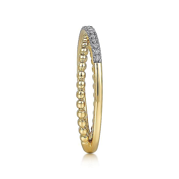 14K Yellow Gold Bujukan Pave Diamond Criss Cross Stackable Ring - Warwick Jewelers