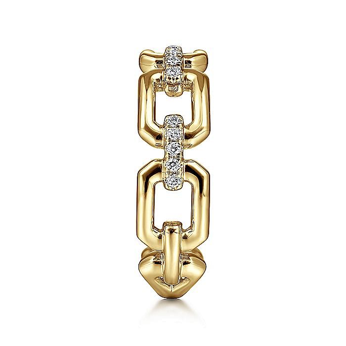 14K Yellow Gold Chain Link Stackable Ring Band with Diamond Connectors - Warwick Jewelers