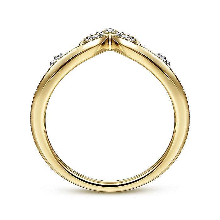 14K Yellow Gold Chevron Diamond Ring - Warwick Jewelers