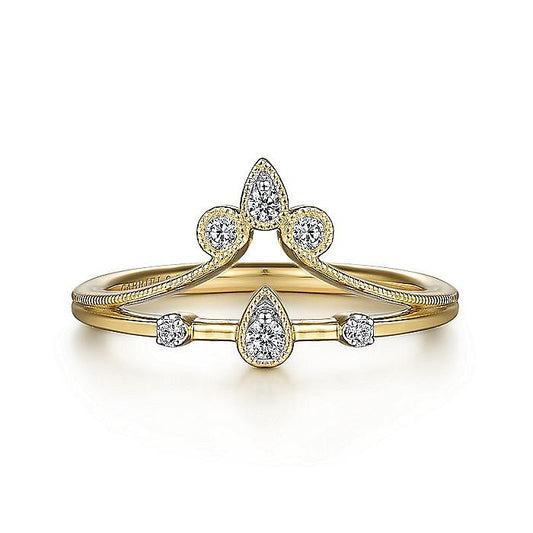 14K Yellow Gold Diamond Chevron Ring - Warwick Jewelers