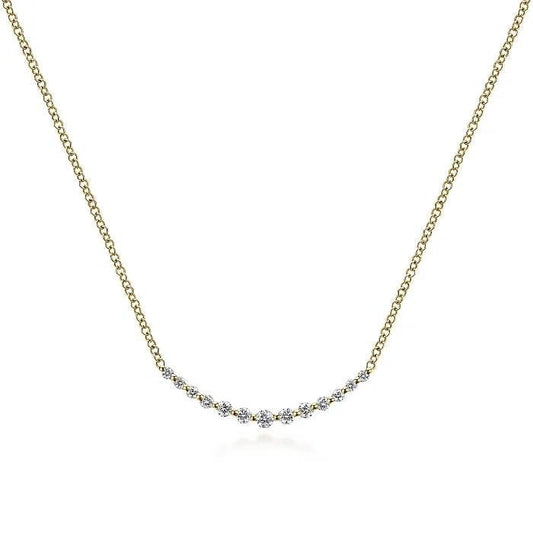 14K Yellow Gold Diamond Curved Bar Necklace - Warwick Jewelers