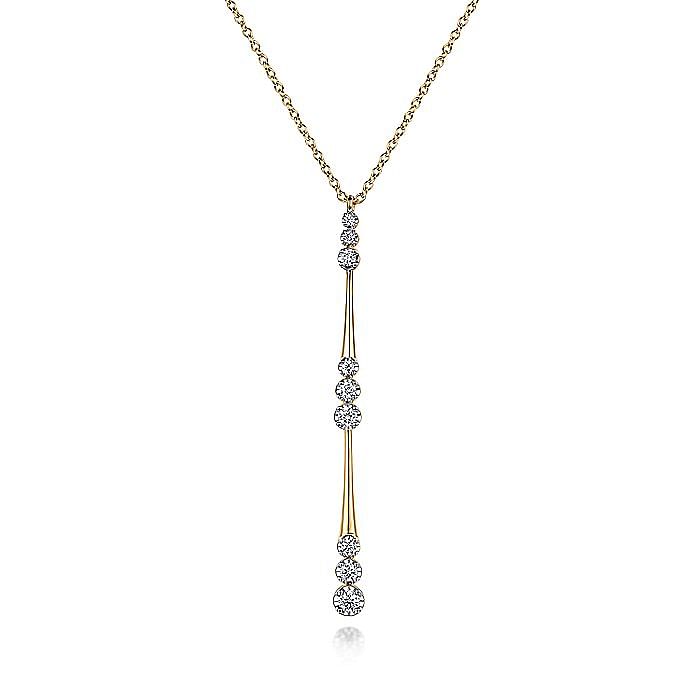 14K Yellow Gold Graduated Diamond Station Drop Y Necklace - Warwick Jewelers